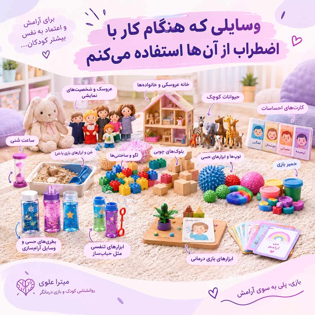 وقتی کودک مضطرب است، همیشه لازم نیست از او بخواهیم درباره اضطرابش صحبت کند. گاهی بازی راه امن تری برای شروع است.